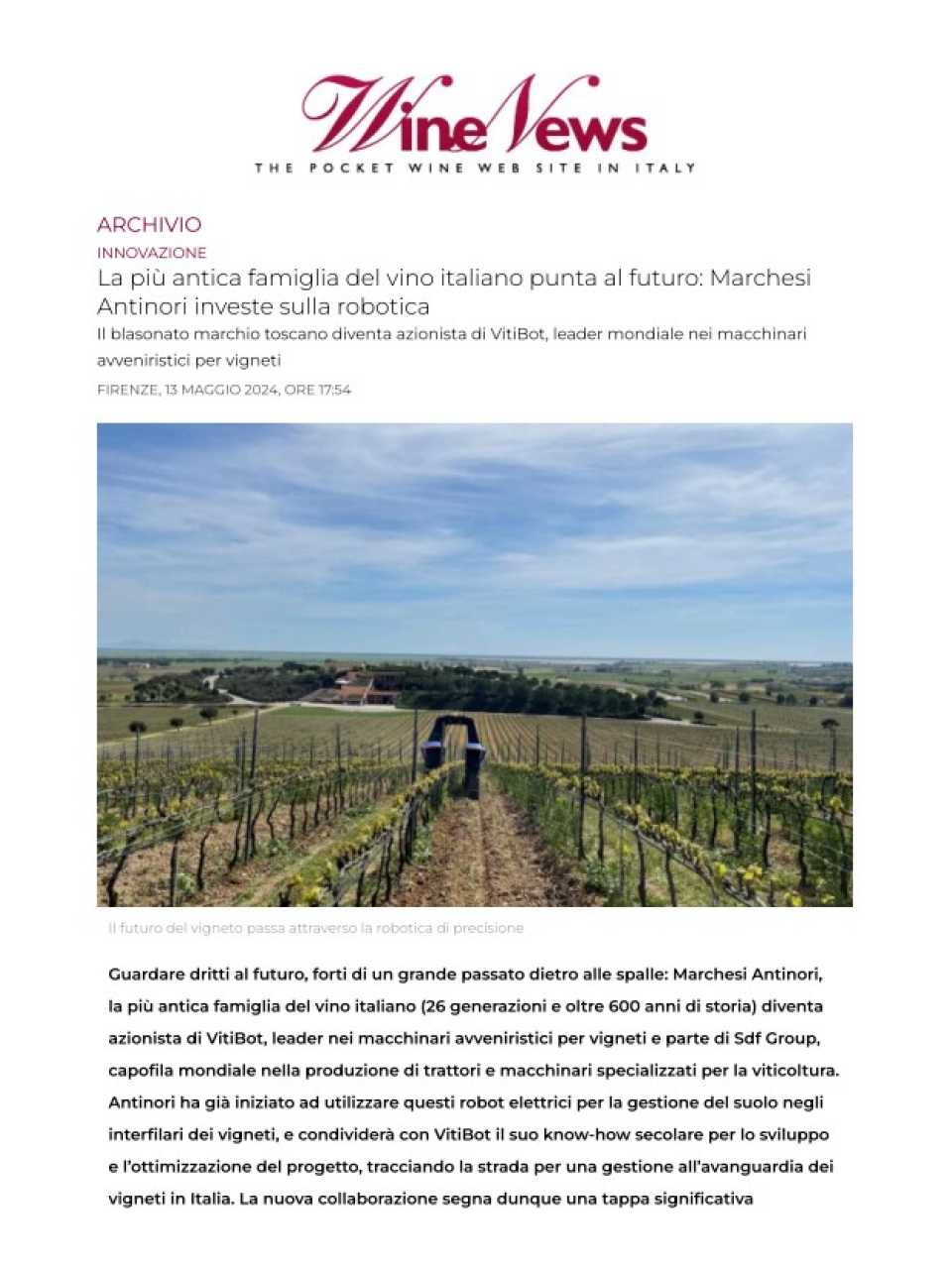 IN PRESENZA
Innovare e migliorarsi rispettando la tradizione: incontro con Albiera Antinori e visita alla Cantina Marchesi Antinori