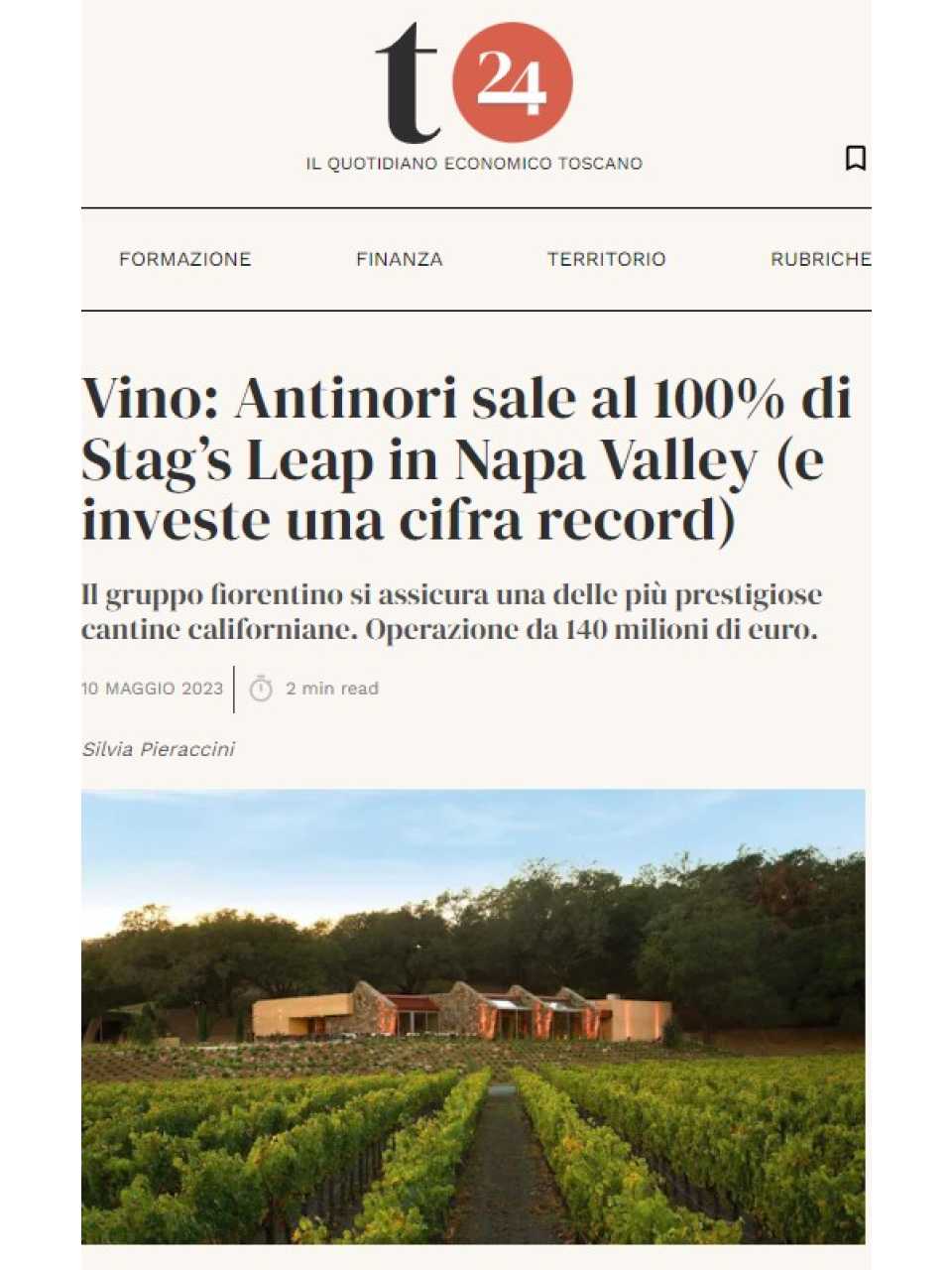 IN PRESENZA
Innovare e migliorarsi rispettando la tradizione: incontro con Albiera Antinori e visita alla Cantina Marchesi Antinori
