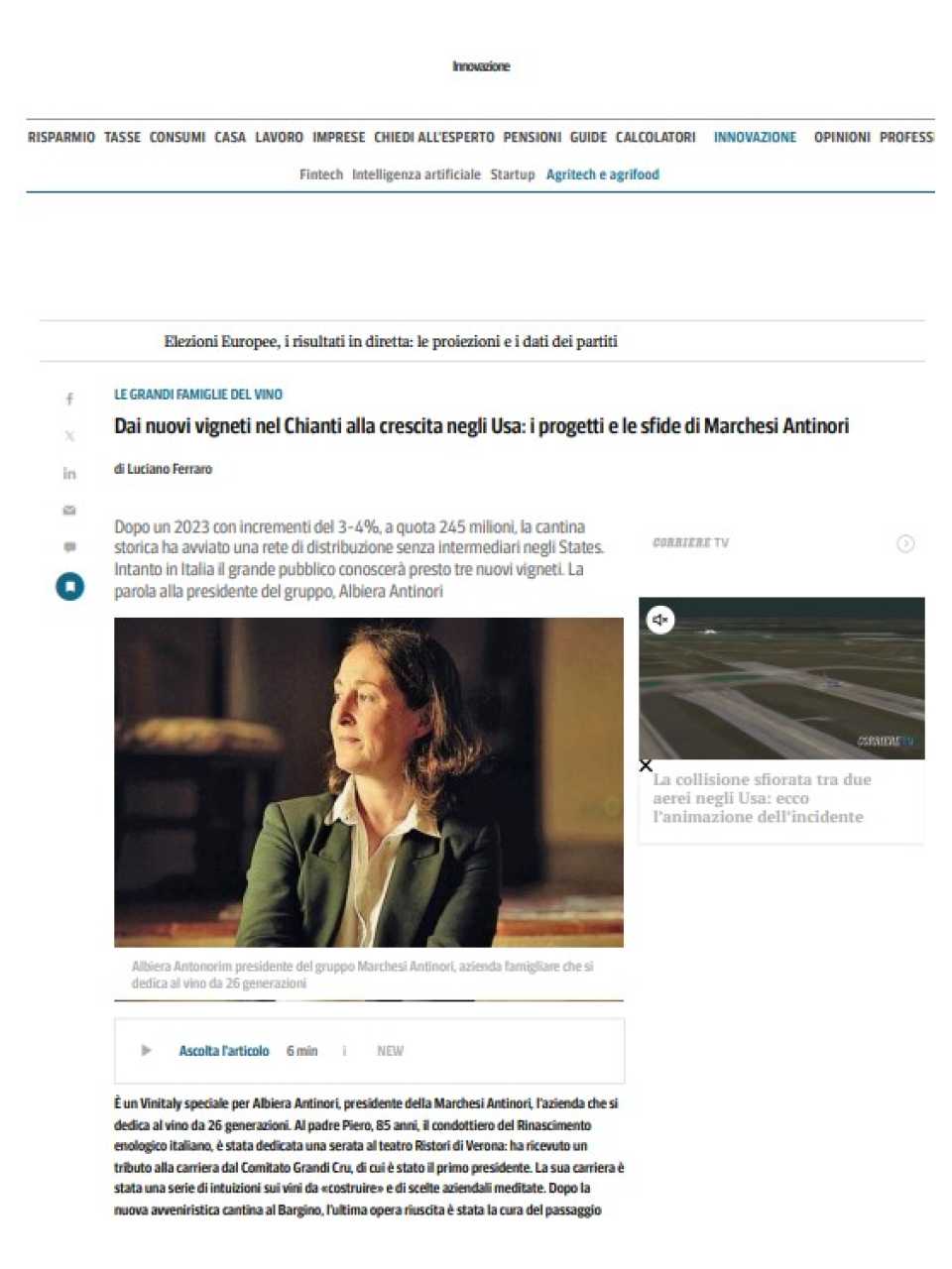 IN PRESENZA
Innovare e migliorarsi rispettando la tradizione: incontro con Albiera Antinori e visita alla Cantina Marchesi Antinori