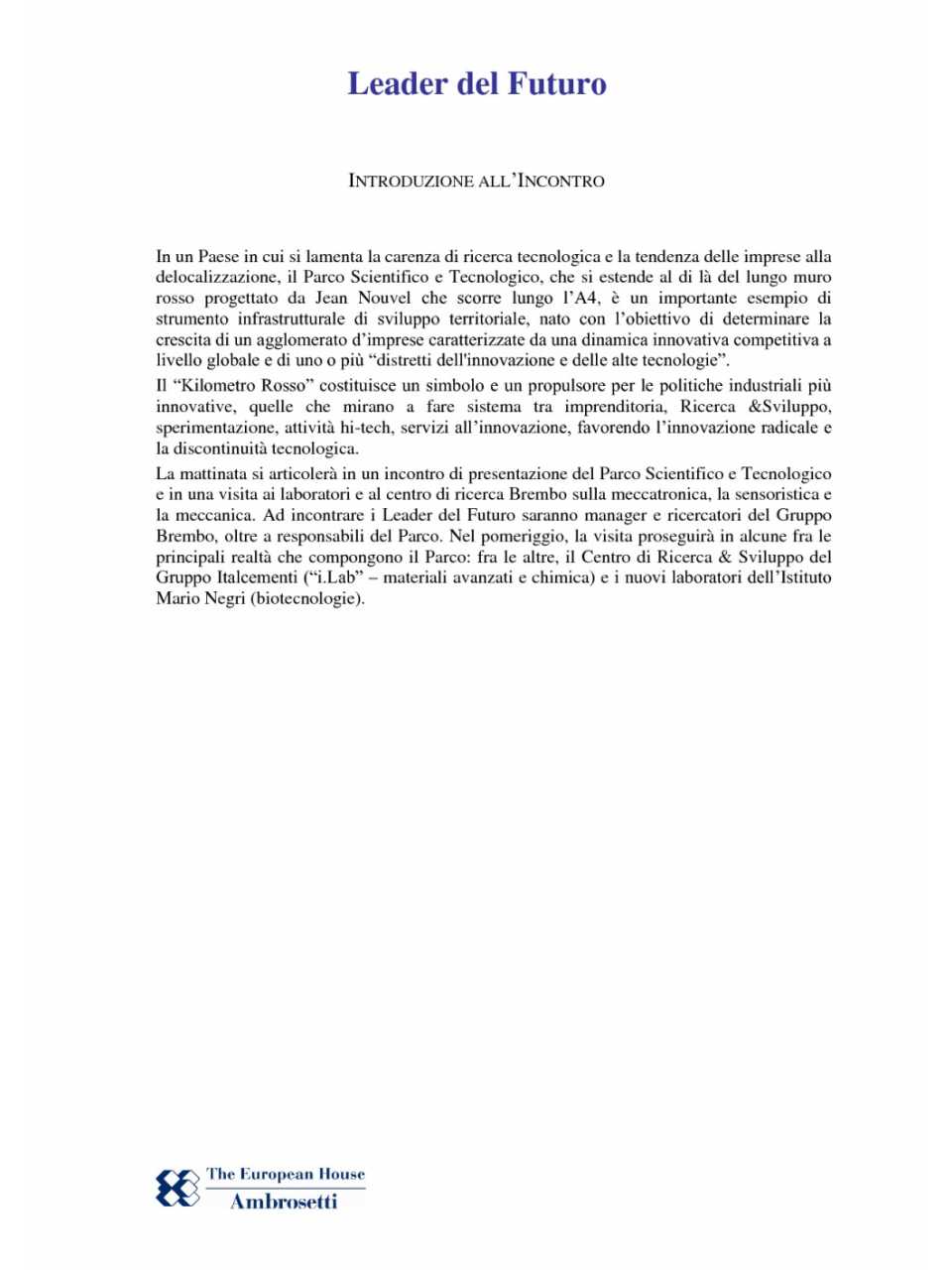 Introduzione all'incontro